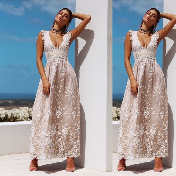 Hello Molly Dresses Gold On The Ceiling Glitter Maxi Dress Poshmark